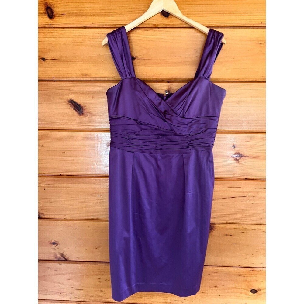 Jones New York Purple Formal Cocktail Dress Satin Bridesmaid 14P